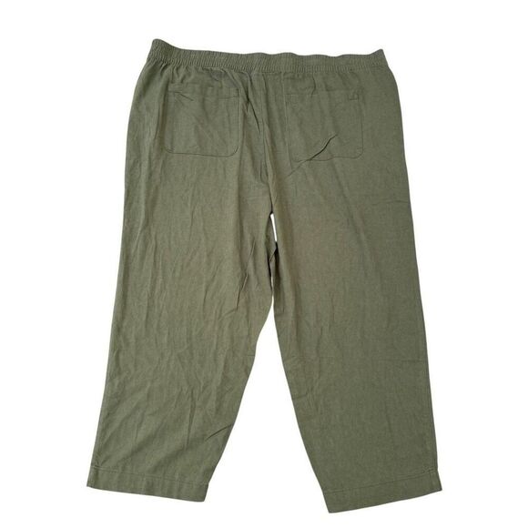 Old Navy Linen Blend Straight Pants Green High Rise comfort waistband 3X NWT - Picture 2 of 8